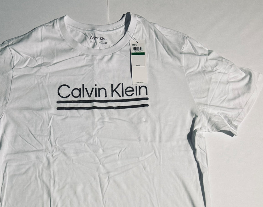 Calvin Klein T-shirt logo color plateado metálico