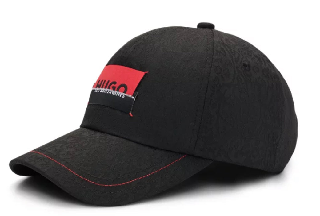 HUGO X LES BENJAMINS JACQUARD-PATTERN CAP WITH CO-BRANDED LABEL